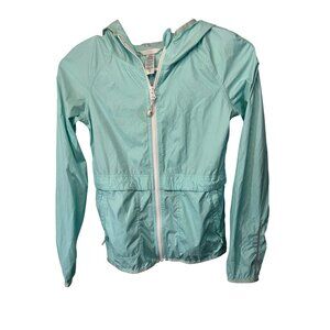 Iviva Light Blue Hooded Rain Jacket With Zipper Pockets Size 8